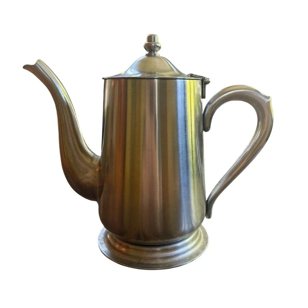 Vintage Brandware Stainless Coffee Pot - MCM Hinged Lid Japan‎ Tea Kettle